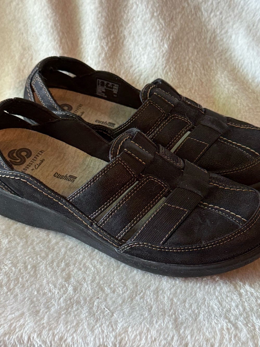 Cloudsteppers by Clarks Slip-On Casual Loafers Contrast Stitching 7W Women's